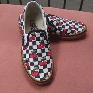 Cherry 🍒 Checker Vans, Size 6.5 women